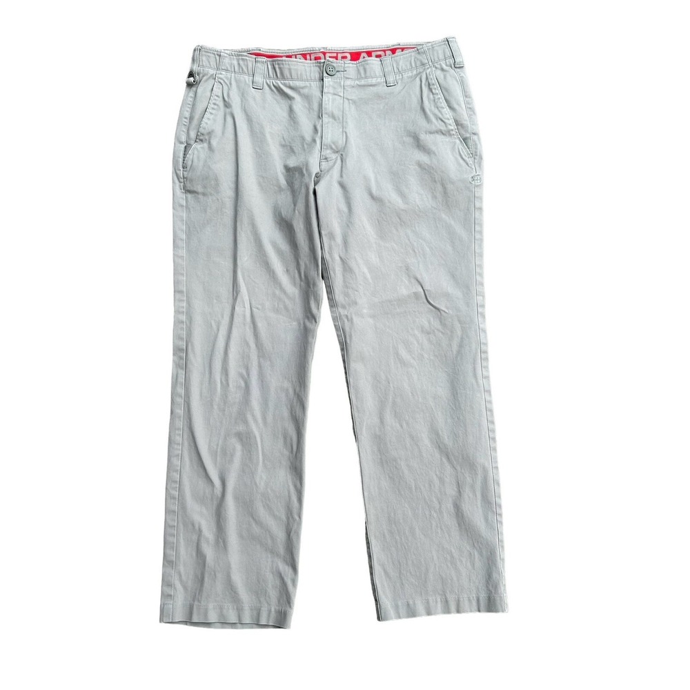 Under Armour Golf Pants Men's Size 40x32 Gray Chino Flat Front‎ Stretch Preppy